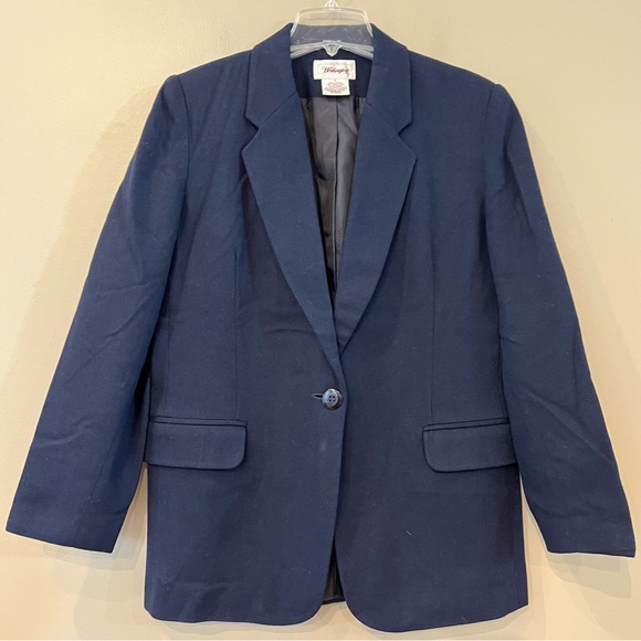 Vintage 90s Wool Blazer Oversized Size‎ 10 Navy - Picture 1 of 8